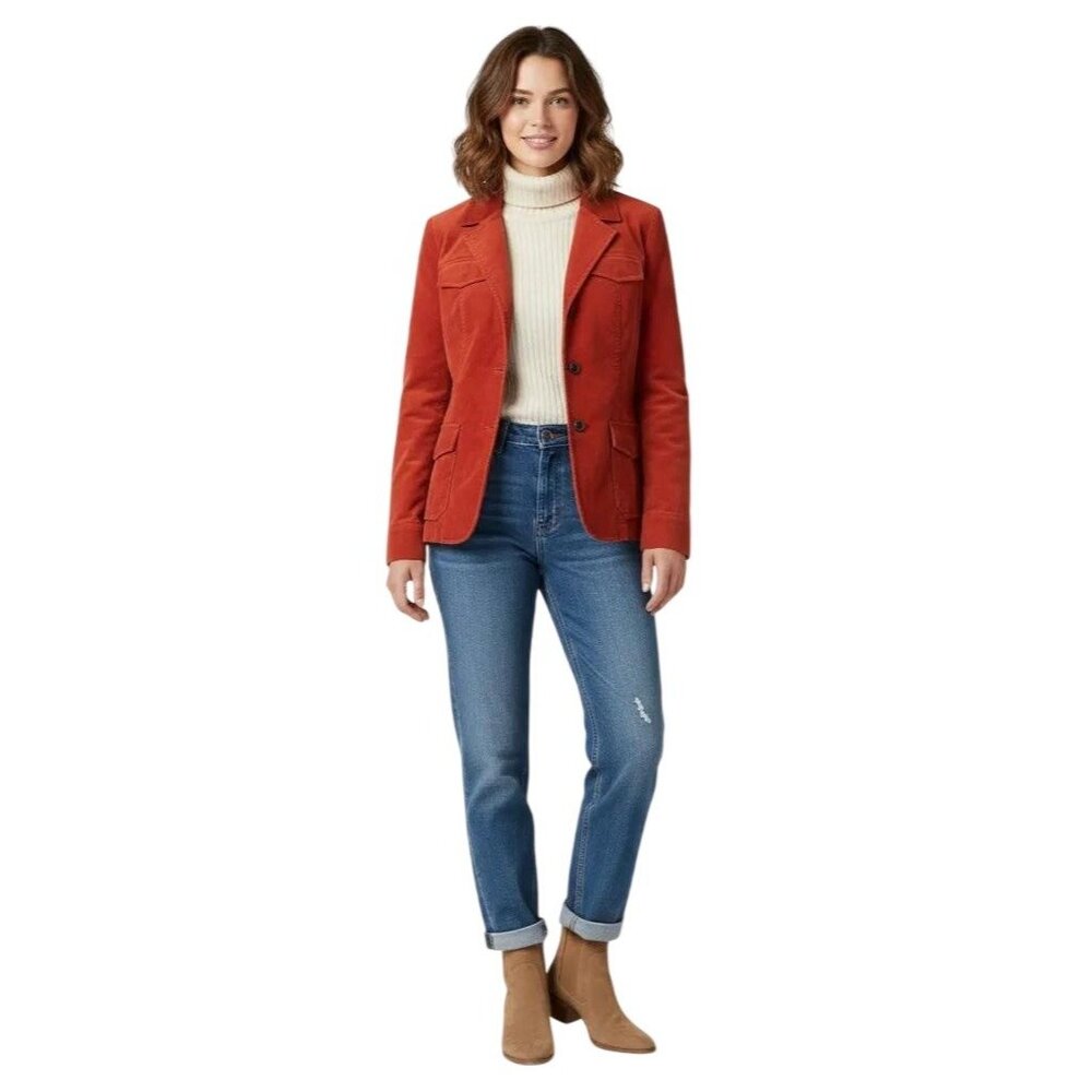 Madison Studio Women’s Rustic‎ Red Corduroy Button Front Blazer Jacket Size 10